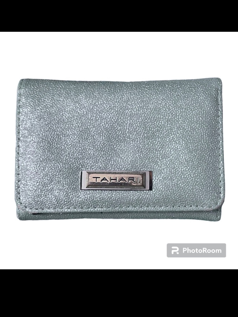 Tahari Light Blue Shimmer Fabric Trifold Wallet